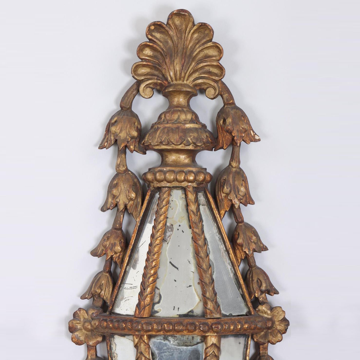 Pair of Italian Carved Giltwood Girandole Wall Sconce Mirrors circa 1800
