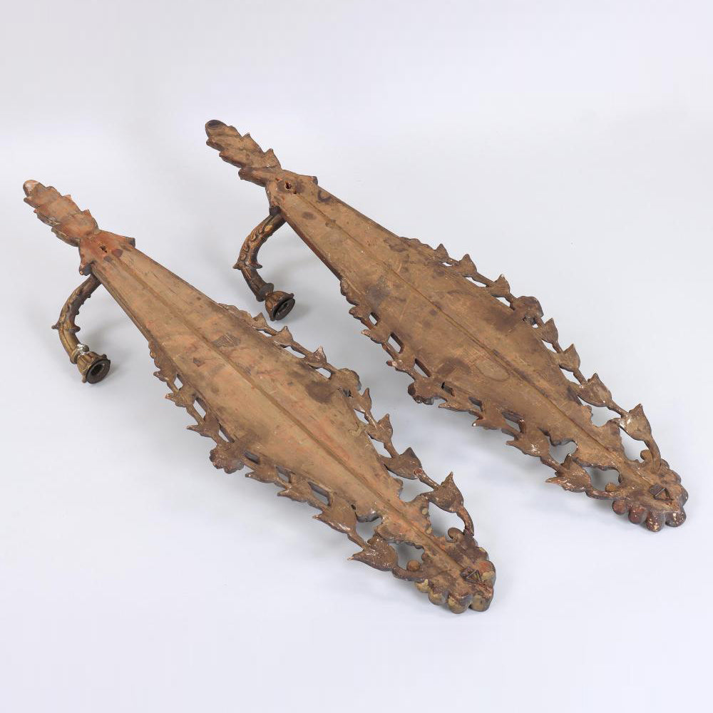 Pair of Italian Carved Giltwood Girandole Wall Sconce Mirrors circa 1800
