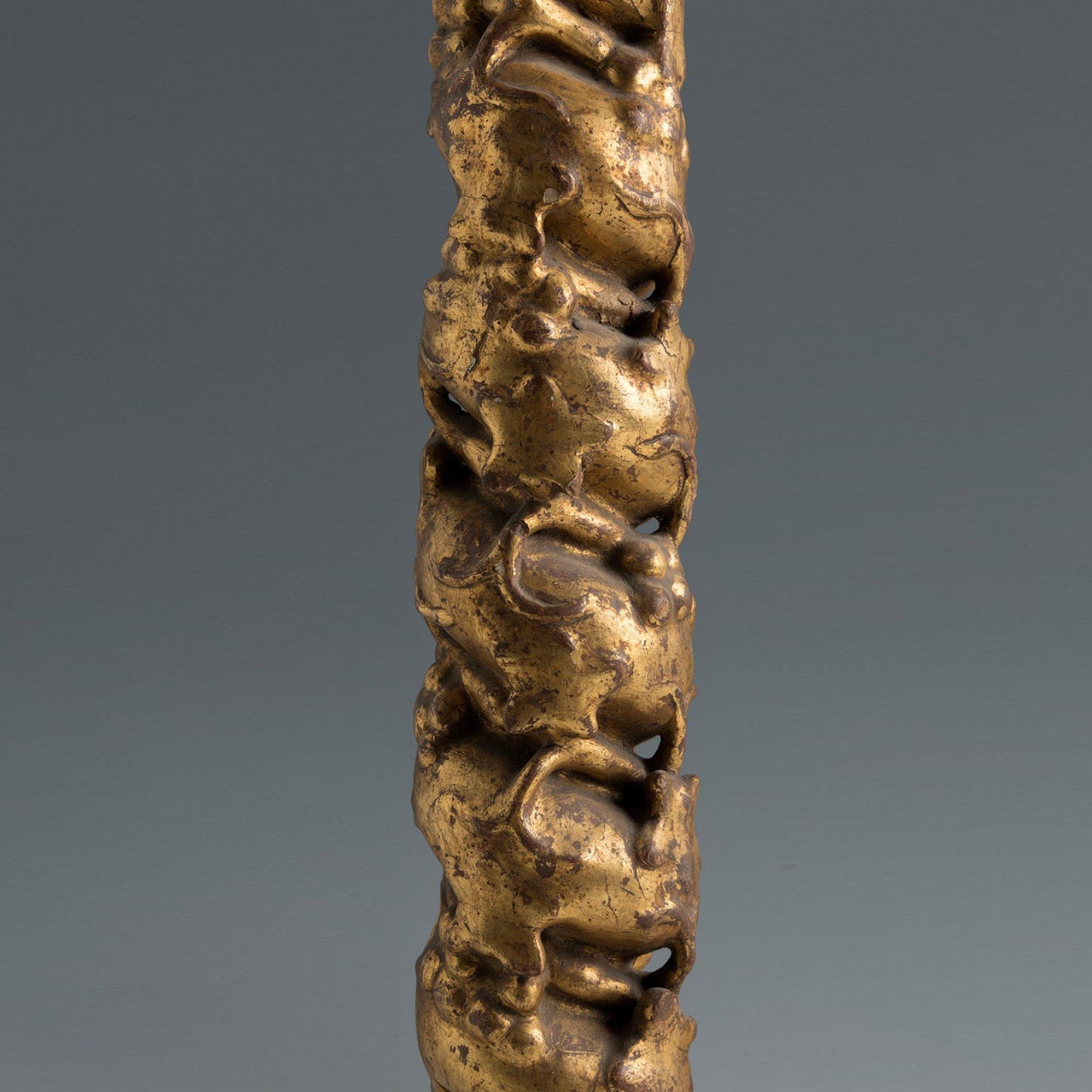 Pair of Spanish giltwood Baroque Solomonic antique columns