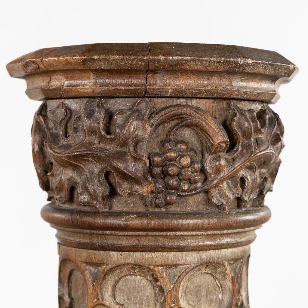 Pair of tall hand carved vintage wooden 19th century church columns