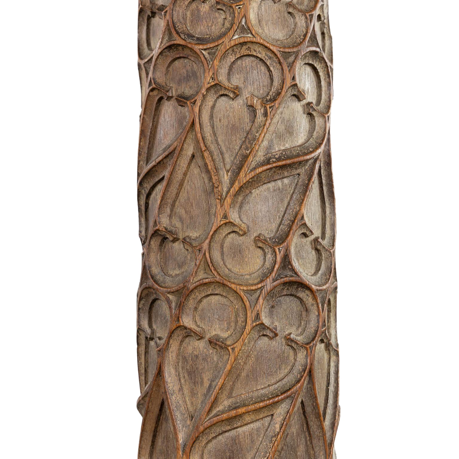 Pair of tall hand carved vintage wooden 19th century church columns