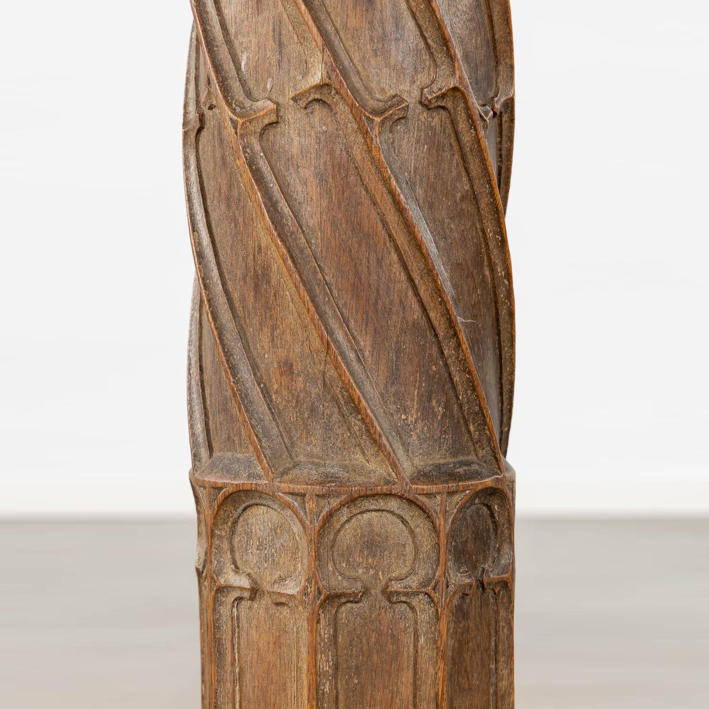 Pair of tall hand carved vintage wooden 19th century church columns