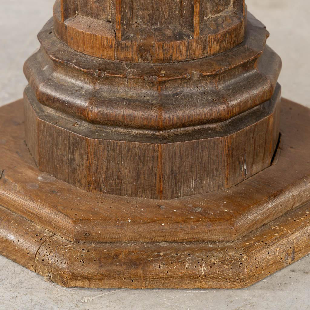 Pair of tall hand carved vintage wooden 19th century church columns