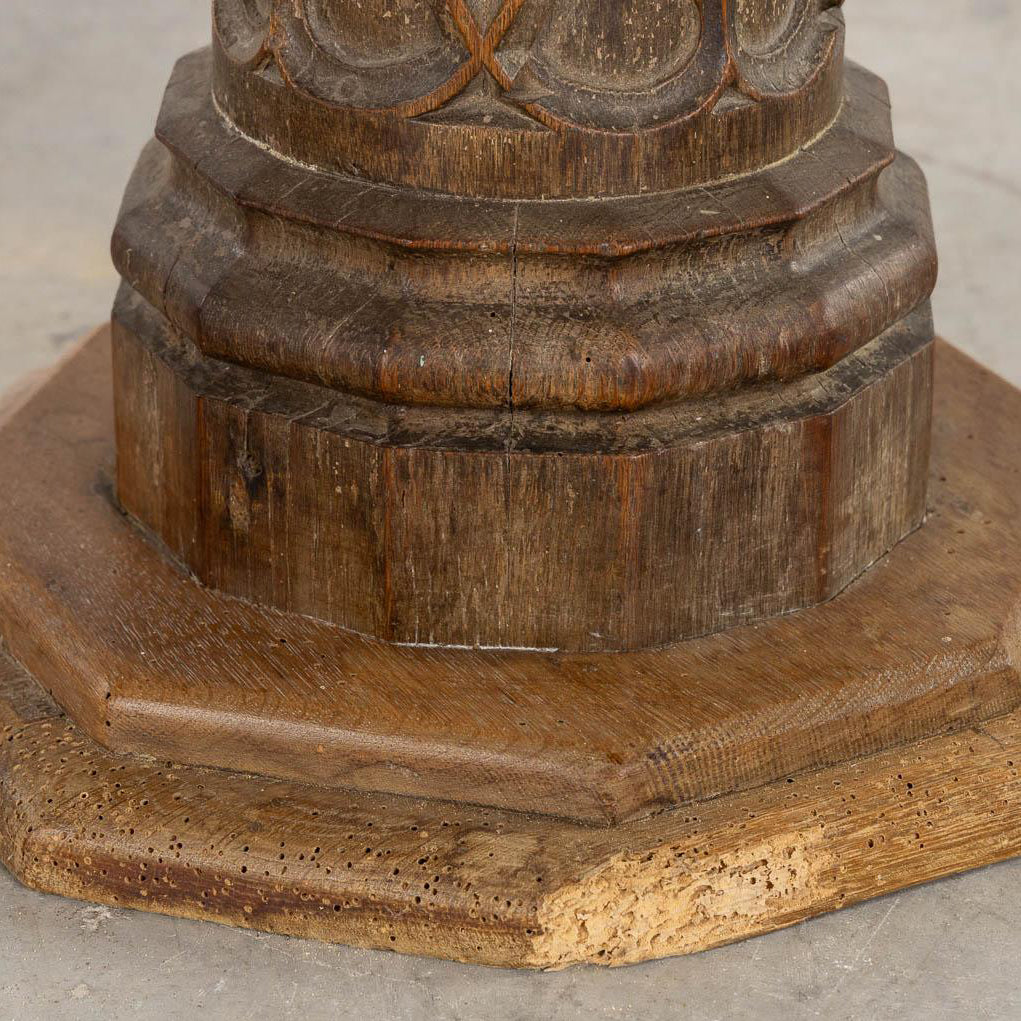 Pair of tall hand carved vintage wooden 19th century church columns