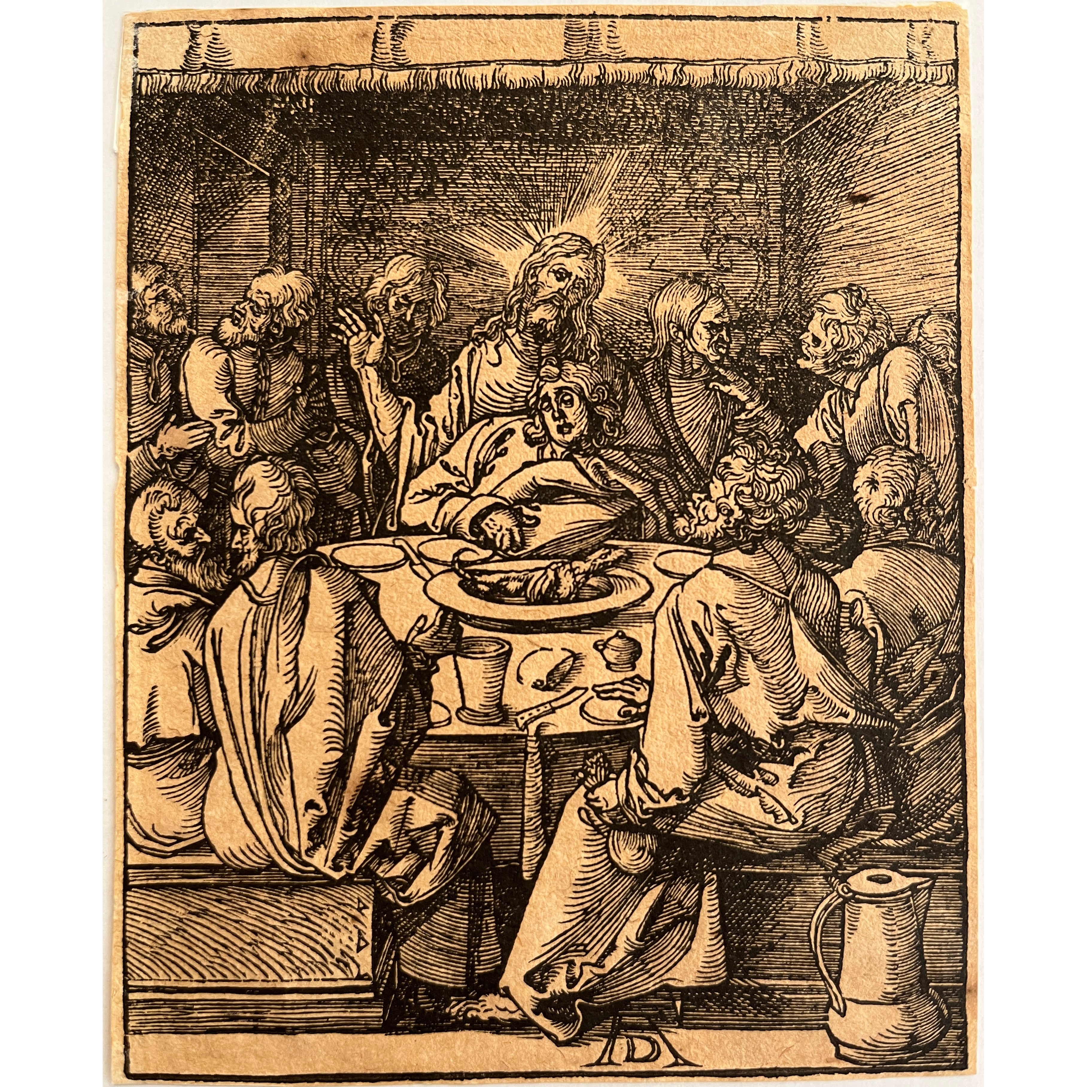 The Last Supper after Durer by Johann Mommard Antwerp Brussels School Antique Print