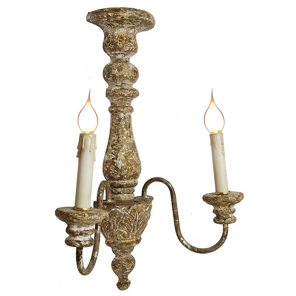Decorative wall sconce with two candle holders on a white background