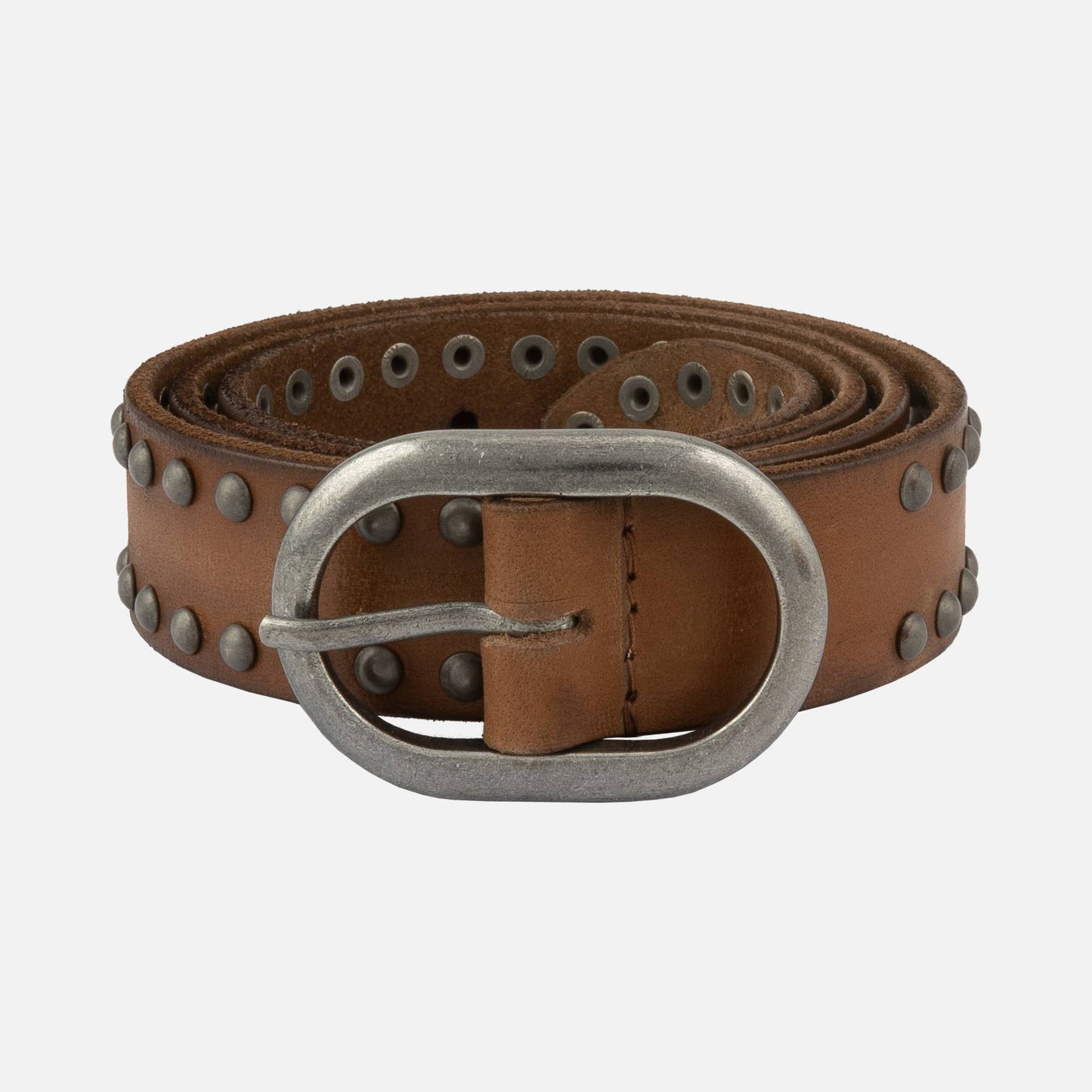 Stylish Western style Brown leather belt with silver buckle