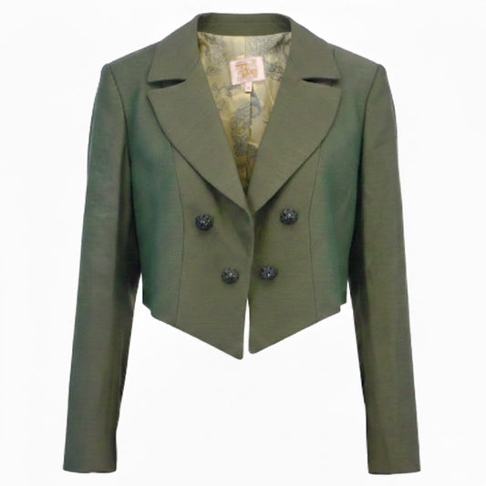 SILK BOLERO JACKET IN HUNTING GREEN BY T.BA MADRID