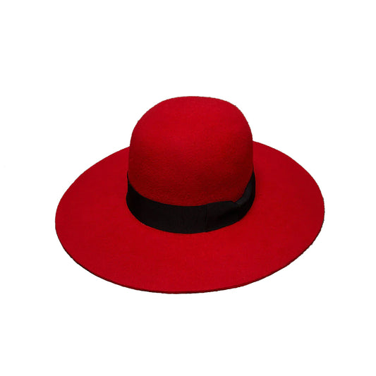 Beautiful red felt horse racing event hat