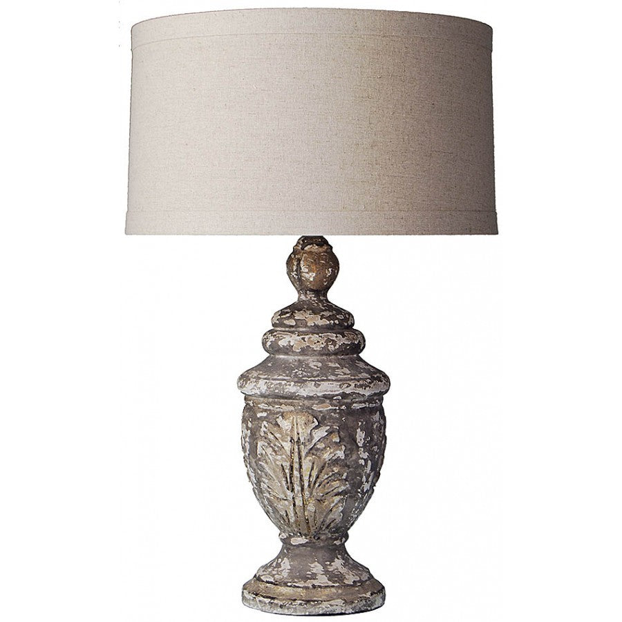 Provence Home Antique Finial style handcarved wooden distressed Table Lamp.