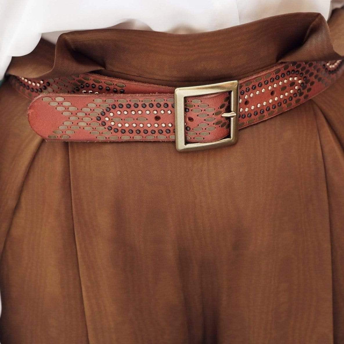 COGNAC STUDDED LEATHER BELT - DAYA STYLE BY AMSTERDAM HERITAGE