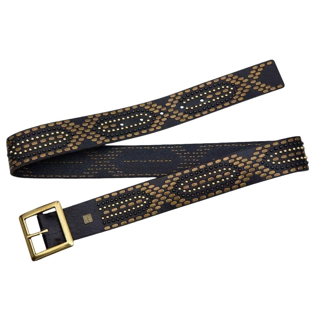BLACK STUDDED LEATHER BELT - DAYA STYLE BY AMSTERDAM HERITAGE